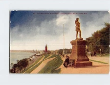 Postcard Lief Erickson Monument Juneau Park Milwaukee Wisconsin USA