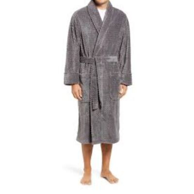 Nordstrom Plush Jacquard Dressing Gown In Grey Tornado Men's Robe M/L