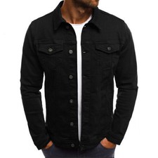 Mens Denim Jacket Loose Fit Button Cotton Casual Jeans Jackets Coat Outwear Gift