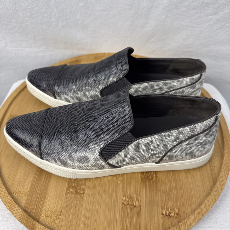 Women's Vince Slip On Leather Loafers Sz 8 M / 38 EU Umbre Gray Animal Print - Image 3 of 4