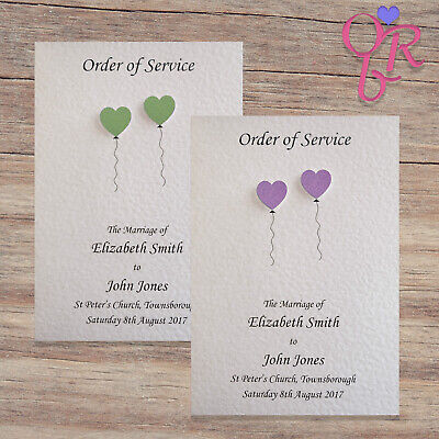 10 Order of Service Booklets Handmade and Personalised Free P&P