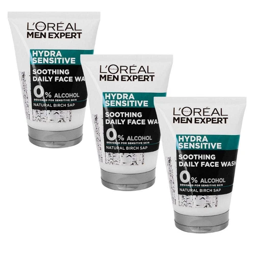 3 x LOreal Men Expert Hydra Sensitive Soothing Face Wash For Men 100ml - FREE PO