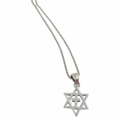 Messianischer Davidstern Mit Kreuz Sterling Silber Anhanger 18 Kette Halskette Ebay