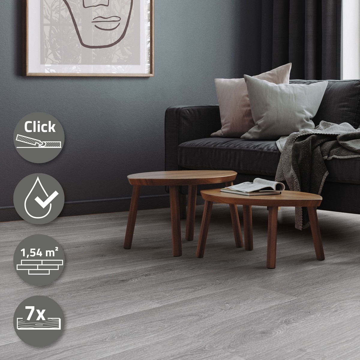 Revêtement De Sol PVC Vinyle Gris - Vente Au Mètre, 140 Cm De Large, 1 Mm D'épaisseur