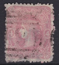 c. 1860 VIC 4d Red QV Beaded Ovals Victoria Australia Used           REF: QVB068