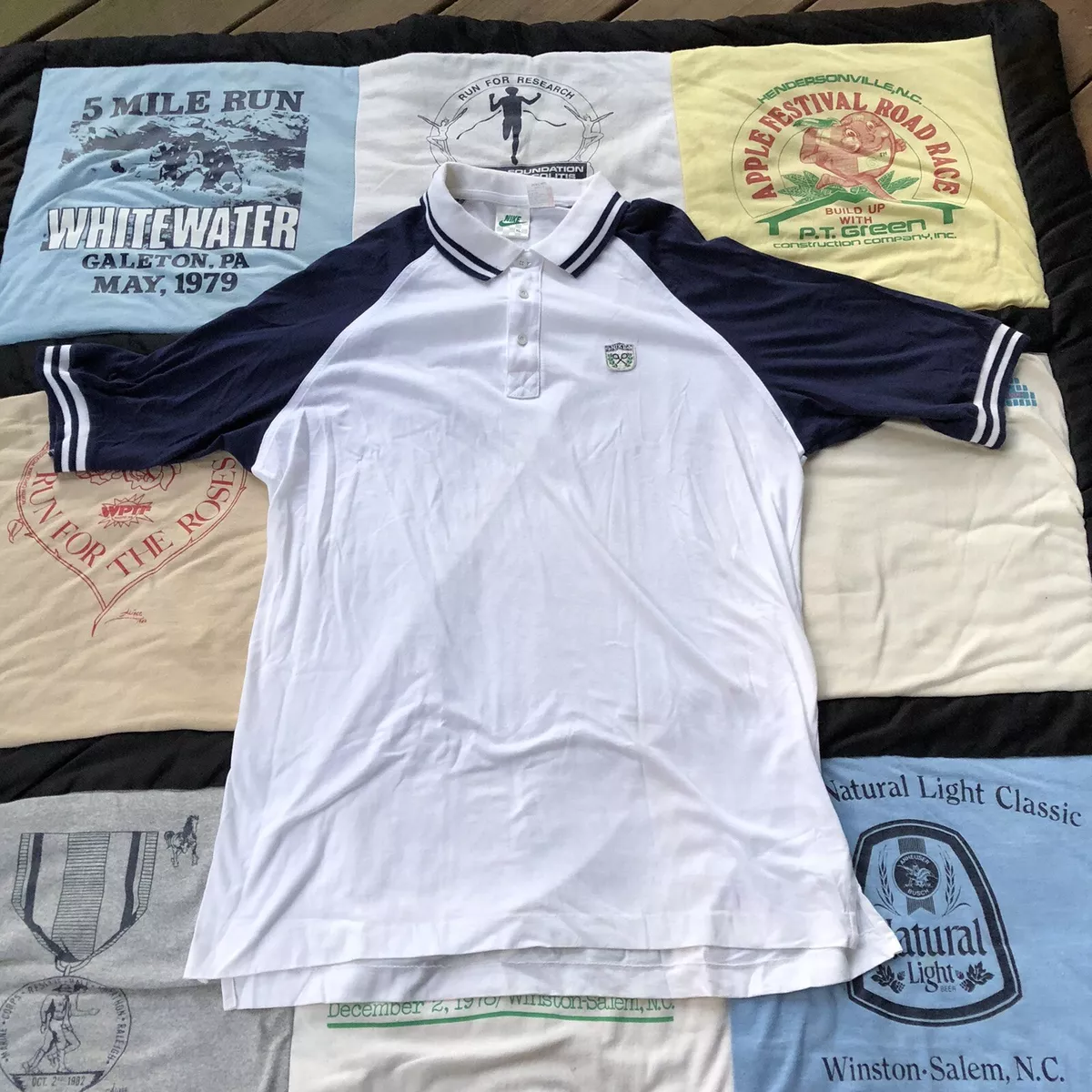 Men Vintage XL Nike John McEnroe Checker Tag 80s Tennis Polo Shirt Rare Patch