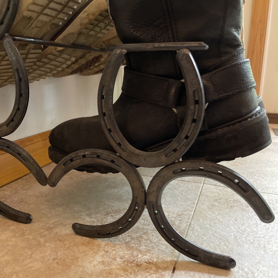 Handmade Horseshoe Wrought Iron Boot Rack Holds 6 Pair Boots Michigan ...