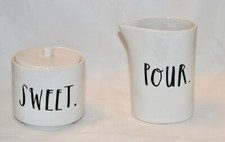 Rae Dunn Boutique Stem Print Cream and Sugar Set Sweet Pour Magenta Farmhouse