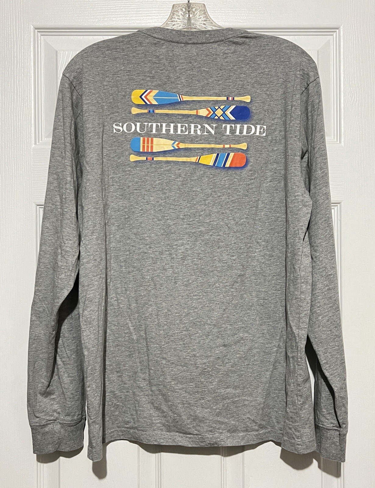 FILA Southern Tide T Shirt Uomo Grigio Canoa Dig It Cotone Manica Lunga Taglia Media