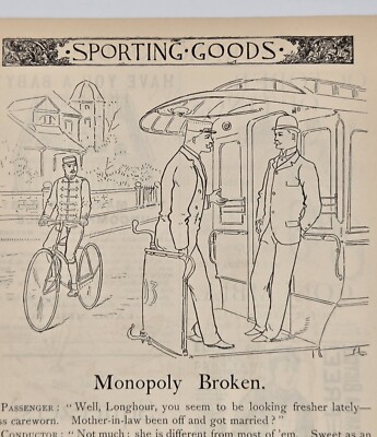 1891 Victor Bicycle, 2 Men on Train Overland Wheel, Chicopee Falls, MA Print Ad 