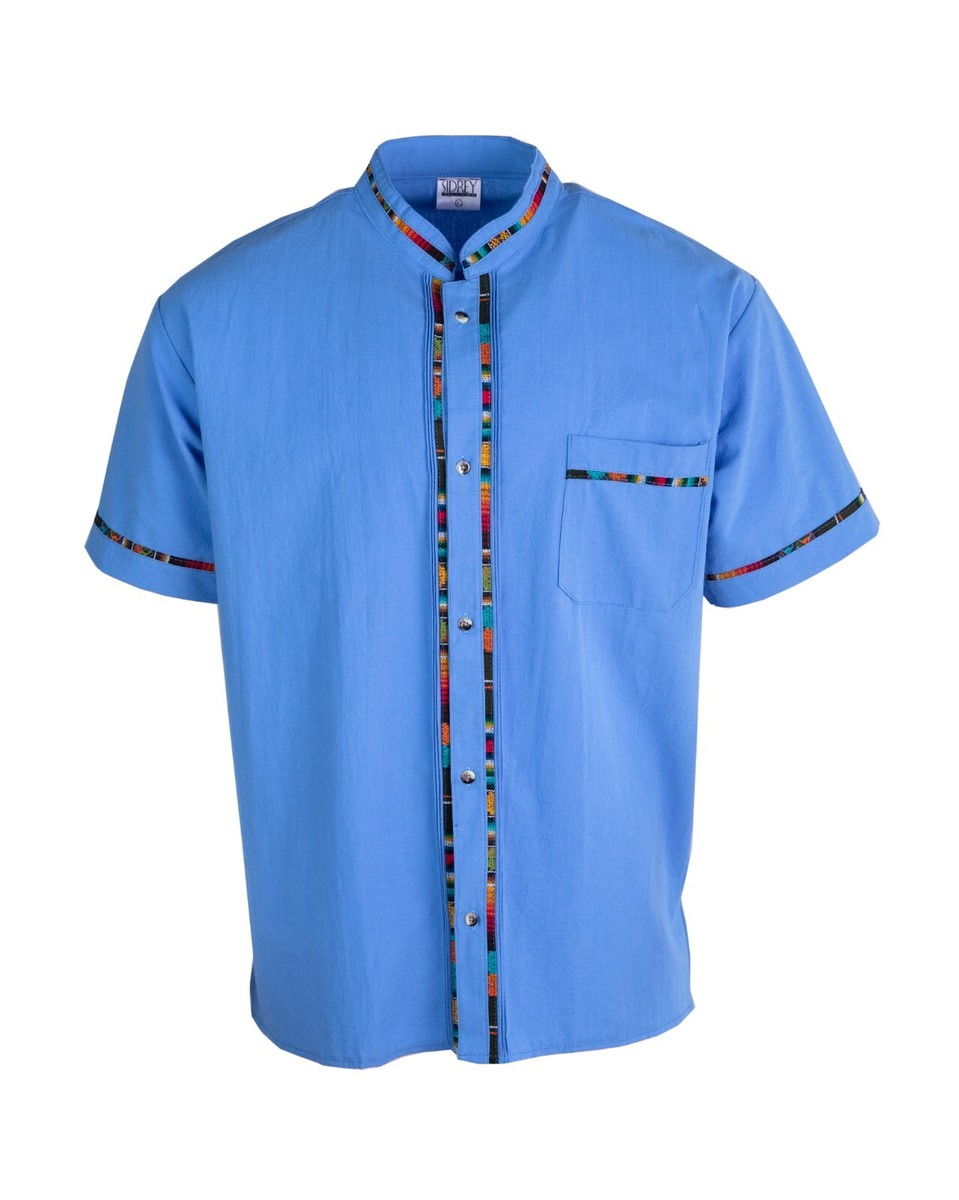 Men's Button Down FIESTA ATTIRE Shirt TURQUOISE Short Sleeve Handmade  Artisan | eBay