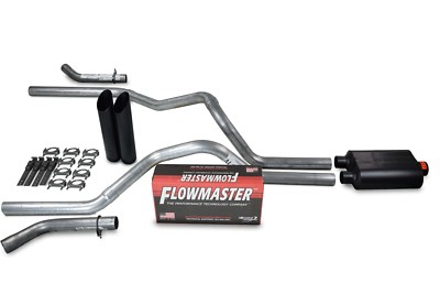 Chevy GMC 1500 15-18 2.5'' Dual Exhaust Kits Flowmaster Super 40 Black Tip Corner
