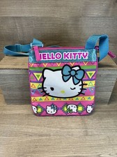2013 Hello Kitty Kids Purse/Pocketbook Pink Blue Glitter 8x8 Adjustable Strap v