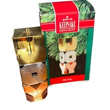 Hallmark Keepsake Ornament Gift Of Joy 1991 Christmas Chrome Brass Copper