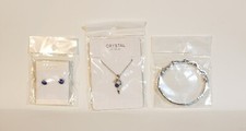 Sterling Silver Blue Africa Crystal Necklace, Bracelet and Earrings Set