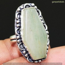 Amazonite Gemstone Handmade Ring Jewelry US Size- 7.5 GR-31724