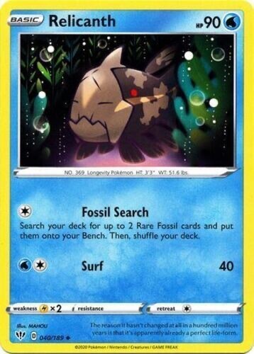 Pokemon - Relicanth - 040/189 - Darkness Ablaze - NM/M