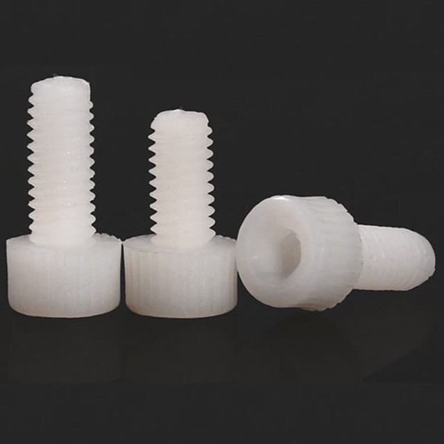 M8 x 1.25mm White Plastic Nylon Socket Head Caps Screws Metric DIN 912