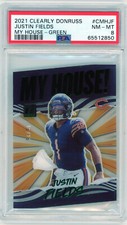 * JUSTIN FIELDS * 2021 DONRUSS CLEARLY MY HOUSE GREEN ACETATE RC # 25 PSA 8