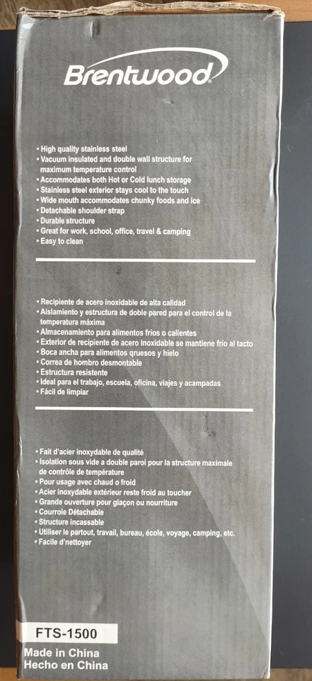 Frasco de vacío de acero inoxidable Brentwood capacidad de 50 onzas Foto 4 de 4