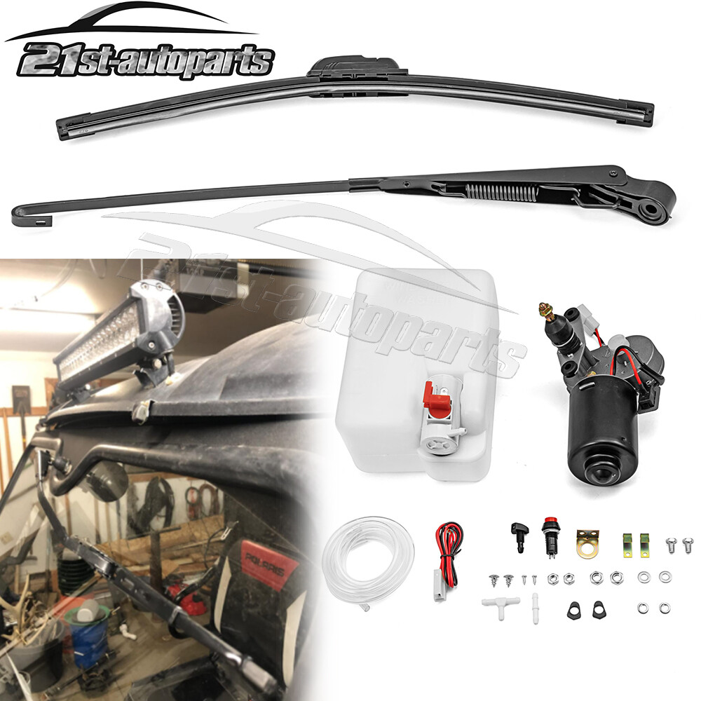 Kpvevmta 12V UTV Windshield Wiper Kit With Washer Pump - For Polaris RZR, Can-Am, Kawasaki Teryx & More - View #7