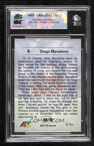 2020-21 All Sports #9 Diego Maradona MNT 10 graded PRISTINE GOLD 06/10 - Foto 2 di 2