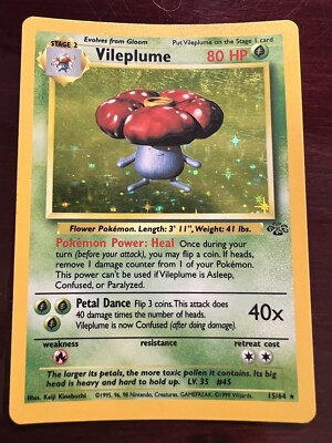   Pokémon TCG Vileplume Jungle 15/64 Holo Unlimited Holo Rare Mint   