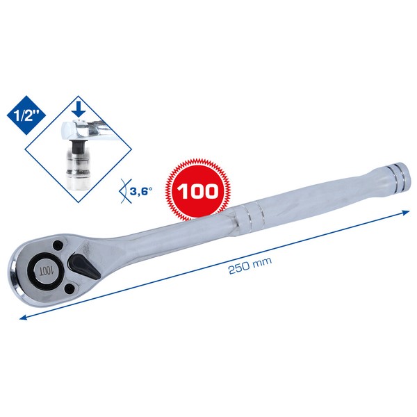 "Ks tools Brilliant 1/2\" METAL-TEN Umschaltknarre 100 Zahn Ratsche"-image