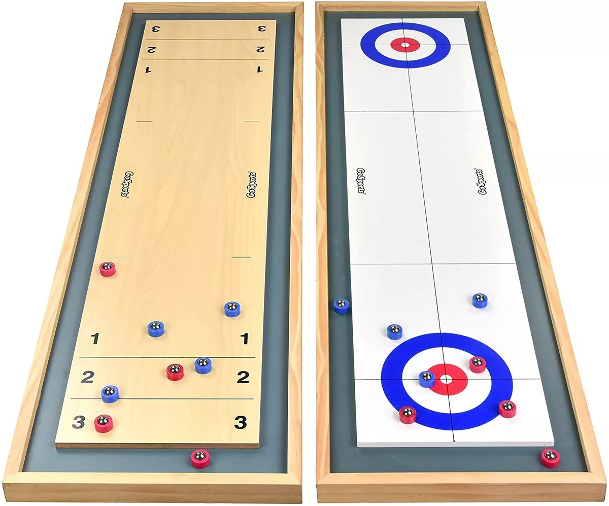 Tabletop Curling Game and Family Fun Board Games Shuffleboard Pucks with 8  Rolllers Gifts for Kids and Adults Travel Compact Storage