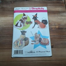 Simplicity 3521 Pet Costumes Christmas Mrs Claus Witch The Pampered Pooch Uncut