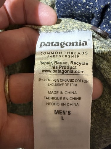 Patagonia Shirt Mens Large Parchment Hemp Cotton Blend Button Up Pockets Nice!!! - Picture 8 of 13