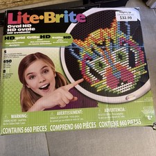 Lite Brite Oval HD Light up Toy - 650 Mini Pegs, 7 HD Design Templates