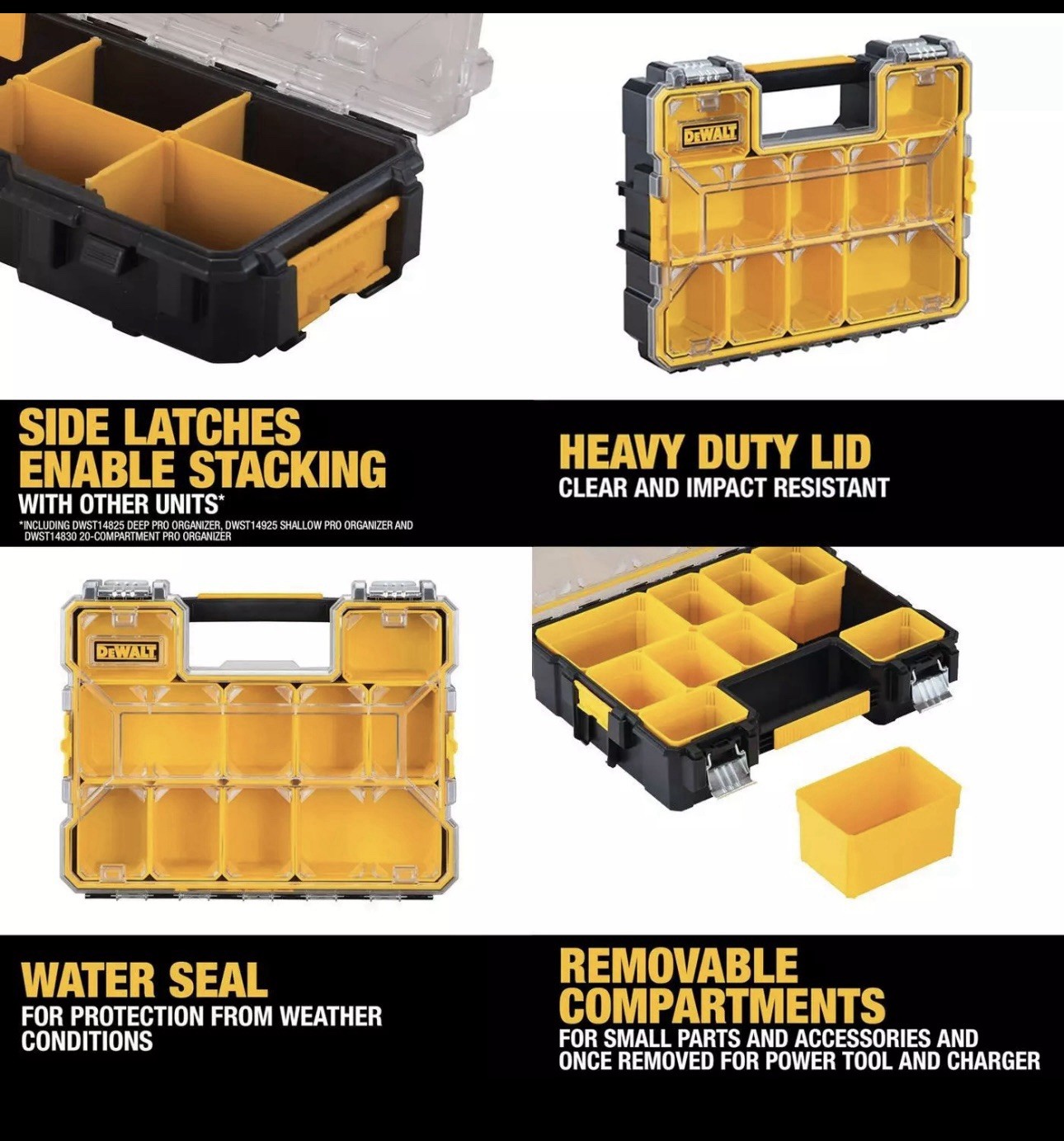 DeWalt Deep Pro Organisers Tool Storage Screw Nail Cups Storage Box 2 Pcs Pack 4