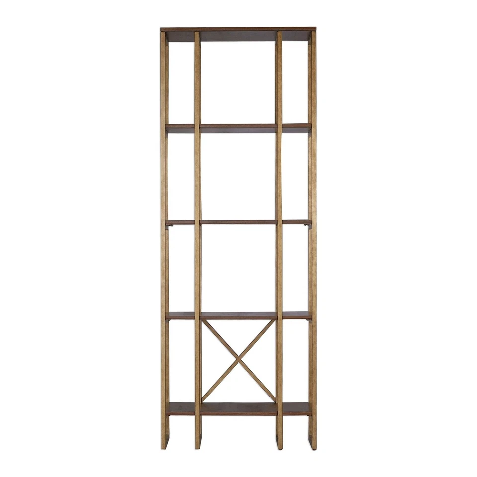 Uttermost 25347 Gold Karishma 32"W 4 Shelf Wood & Metal Shelving Unit - Image 4 of 4