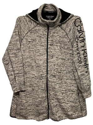 Calvin Klein Performance Dry Hooded Sweater Jacket Women s 1X Full Zip Spell Out