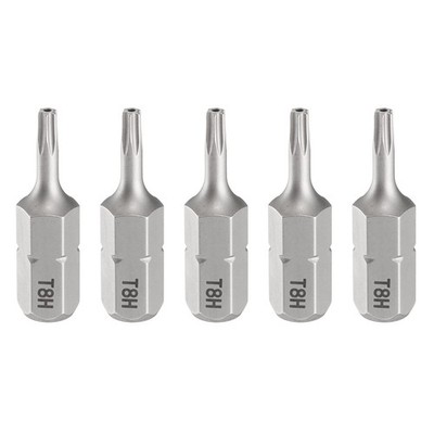 5pcs T8H Magnetic Torx Screwdriver Bit 1/4'' Hex Shank 25mm Length S2 Steel