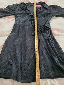 Lilly Pulitzer Tiki Romper - Black Lace & Ruffles - Size Medium - Lace Sleeves