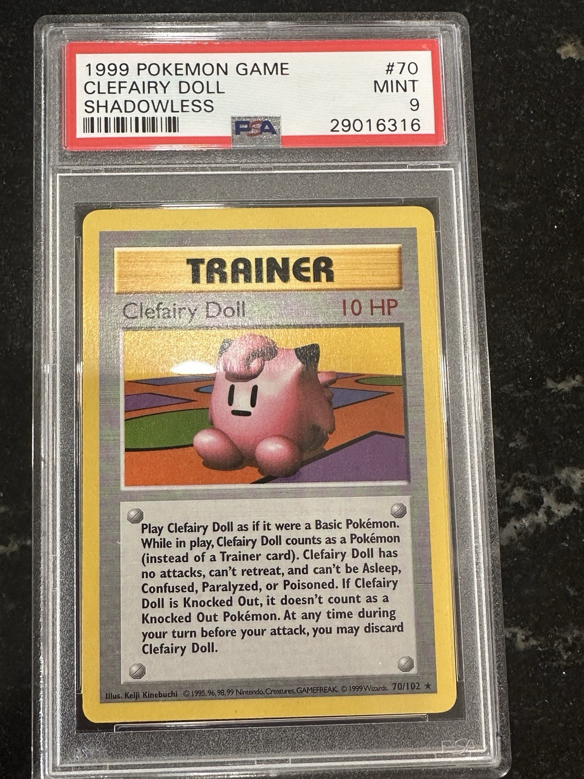 1999 POKEMON BASE SET SHADOWLESS #70 CLEFAIRY DOLL PSA 9