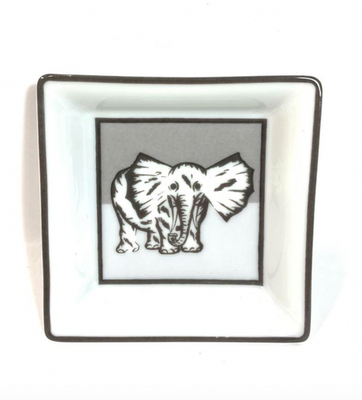 本日17:00まで　エルメス　スクエアプレート　アフリカ Hermes Elephant Square Tray 1997 Limited Africa Plate 3.14