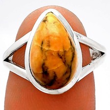Natural Honey Dendritic Opal 925 Sterling Silver Ring s.8 Jewelry R-1005