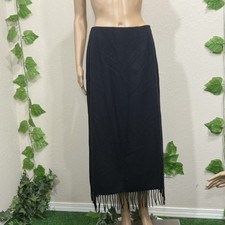 Pendleton Vintage Size 10 Maxi Skirt 100 Virgin Wool Black Lined Pockets Button
