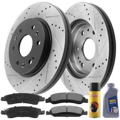 Front E-Coating Brake Rotors+Ceramic Pads For Chevy Tahone Silverado Sierra  IN