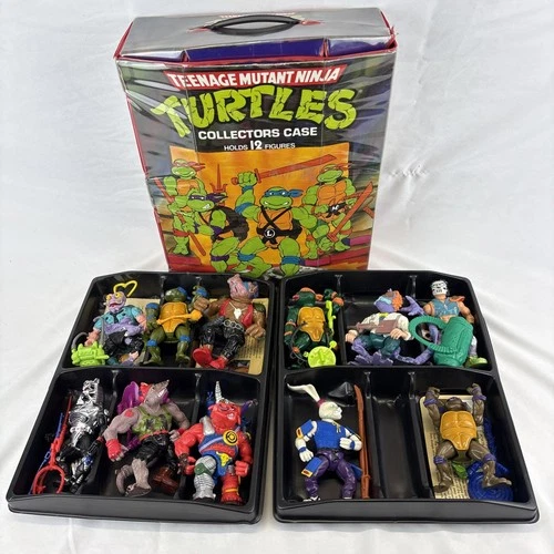 Vintage Playmates TMNT Teenage Mutant Ninja Turtles Case FULL Figures & Weapons