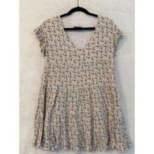 Lumiere Floral Mini Dress Womens Small V-Neck Tiered Babydoll Flutter Sleeve