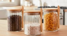 Food Storage Container with Spoons Airtight Jar for Overnight Oats Salt Sugar