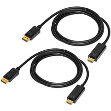 4K Displayport to HDMI Cable 6 Feet 2-Pack, Display Port DP to HDMI Adapter Ma