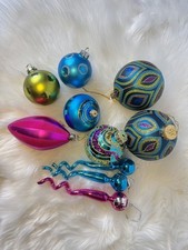 Mixed lot of Blue Glass Christmas Ball Ornaments Some Ashland 10pc