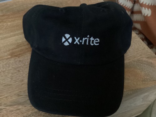 X-Rite Adjustable Black Cap / Hat * Embroidered logo * 1 size fits all NEW