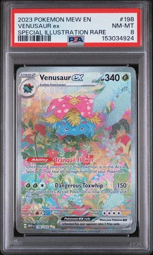 2023 POKEMON MEW EN-151 SPECIAL ILLUSTRATION RARE #198 VENUSAUR EX PSA 8