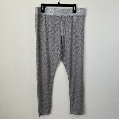 NWT LOGO Layers Pants Womens XL Gray Floral Sheer Lace Stretch Leggings